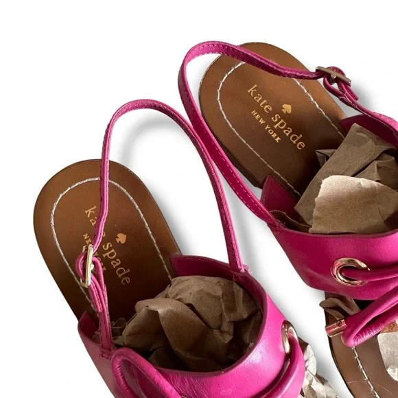 Kate Spade New York Carlita Pink Leather Bow Thong Sandals Size 10 - Picture 2 of 6
